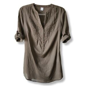 Women Brown Camaieu Sheer Cotton Tunic Top 38 8 Neutral Coastal Beach Minimalist